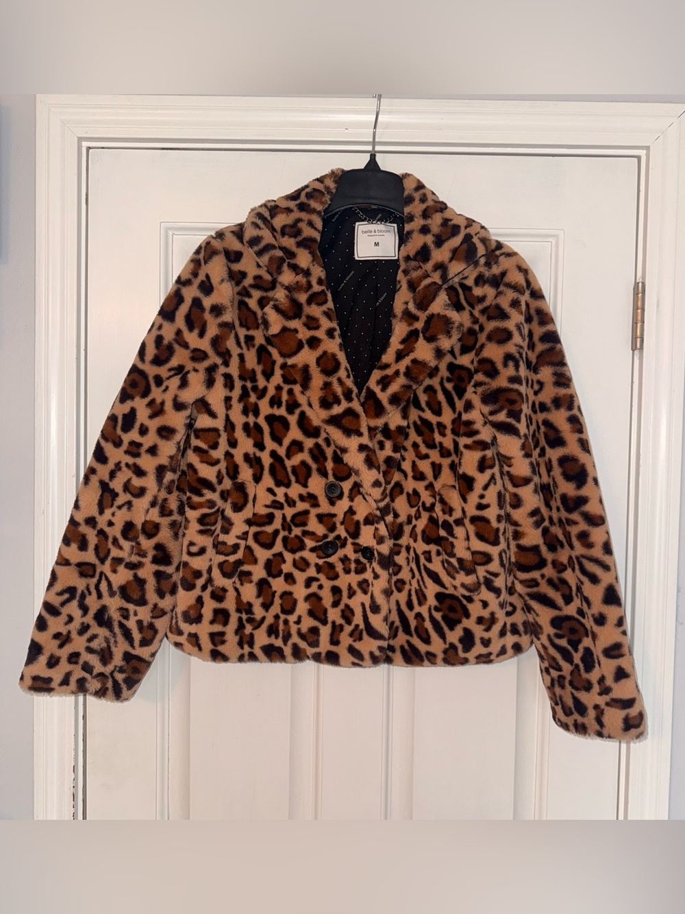 Belle & Bloom Leopard Print Faux Fur Jacket